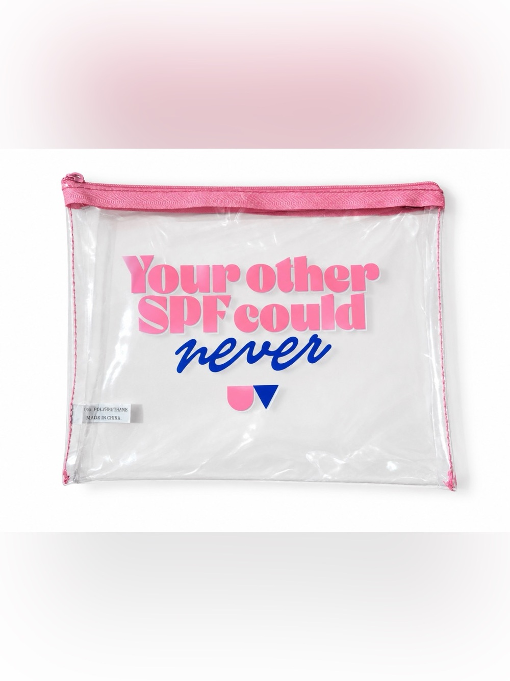 3 for $15 Pink Clear Zipper Makeup &Sunscreen Pouch ‘Your Other SPF Could Never’
